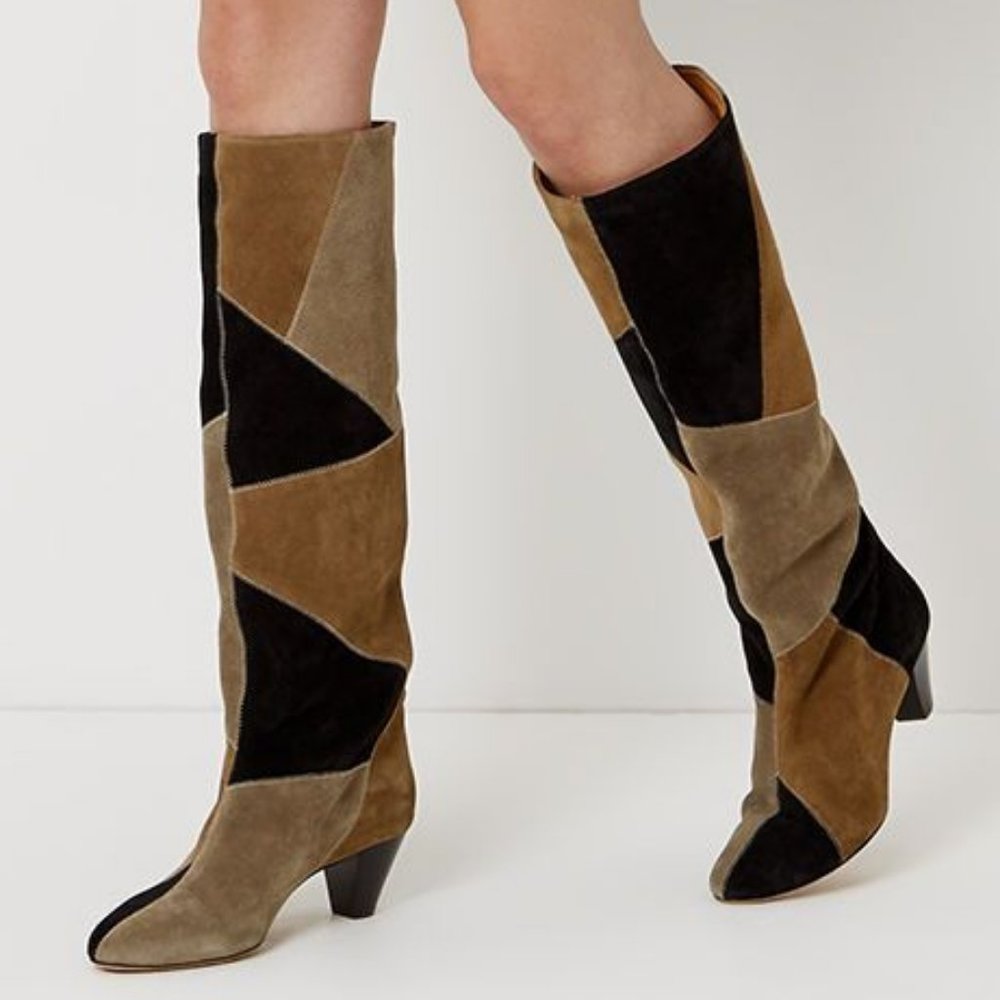 ISABEL MARANT ETOILE Patchwork Boots 38 7.5 $715